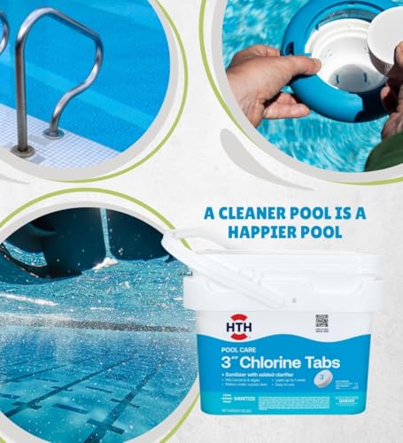 Image of HTH 42046 Swimming Pool Care 3 inch Chlorine Tabs, Swimming Pool Chlorinating Sanitizer, 25lb