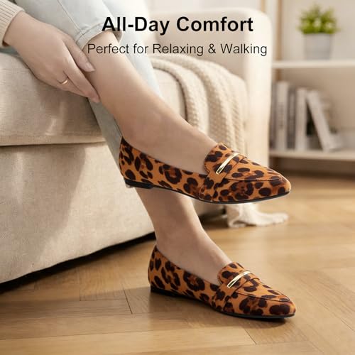 Image of MUSSHOE Loafers for Women Pointed Toe: Dressy Gold Bit Flats, Suede BusinessCasual Slip On Shoes for Office Work,Interview & Teacher