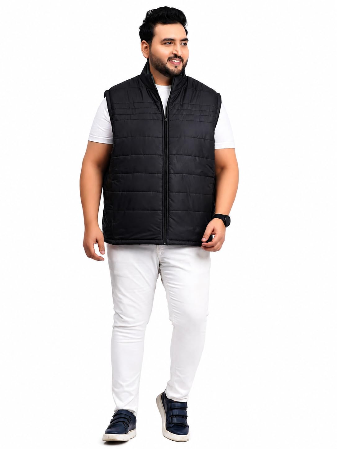 BeyondPlus Men's Plus Size Sleeveless Puffer Jacket Black-picture-24