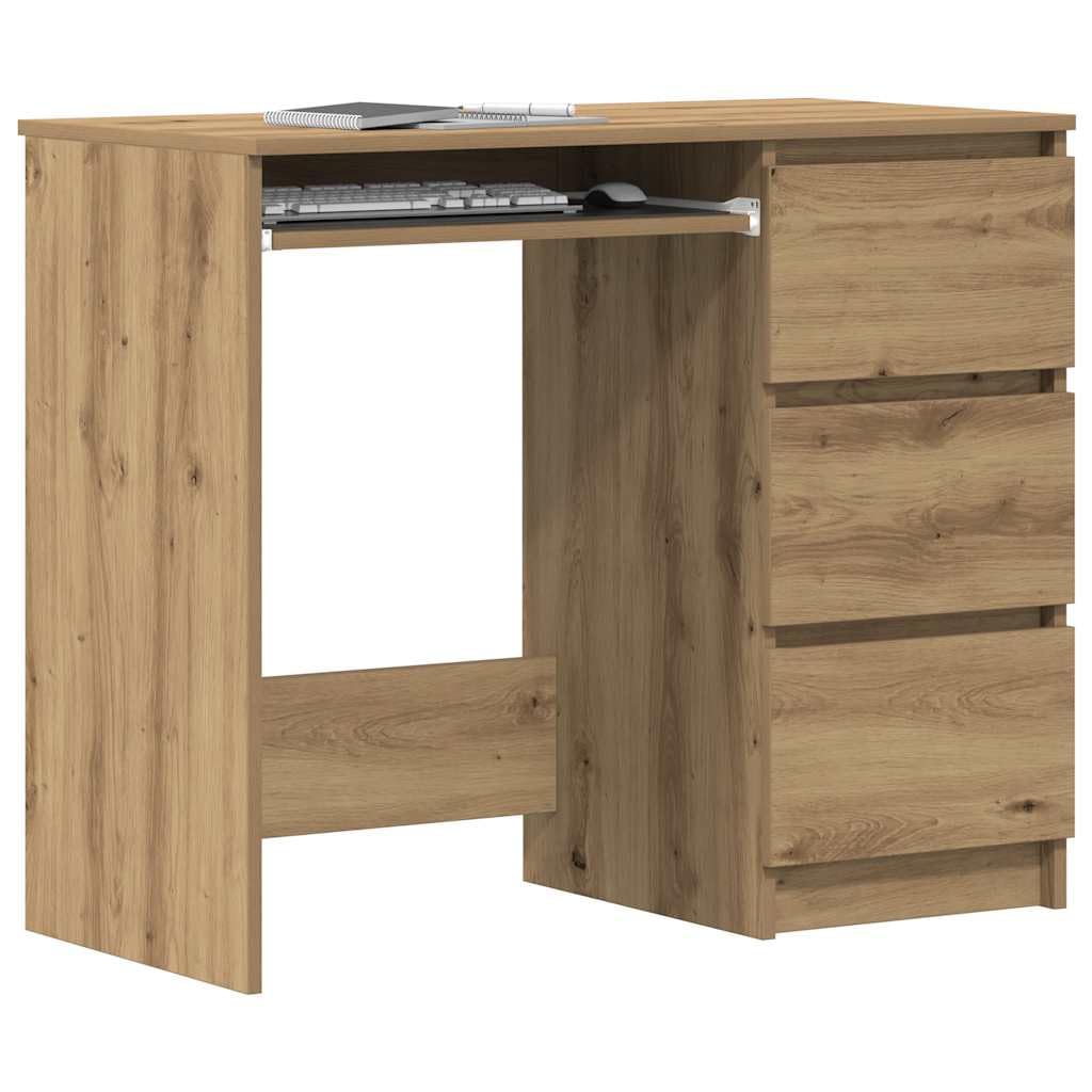 vidaXL Bureau chêne artisanal 90x45x76 cm bois d'ingénierie, bureau d'ordinateur, bureau d’écriture, mobilier de bureau à domicile, bureau d'étude