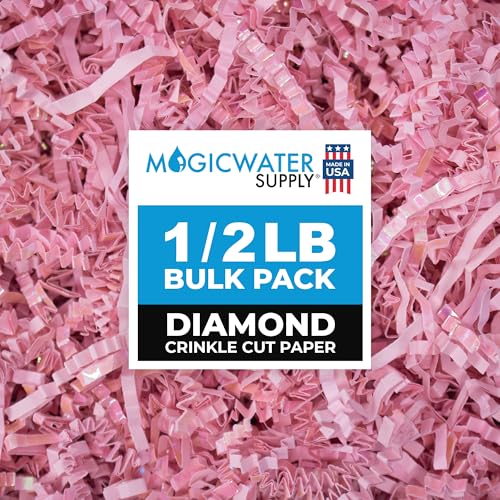 MagicWater Iridescent Crinkle Cut Paper - 1/2 LB - Diamond Light Pink