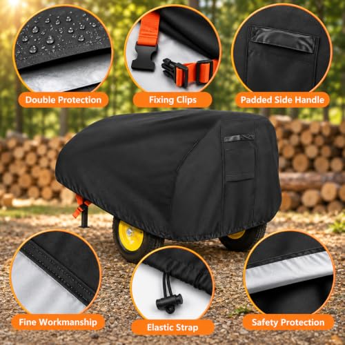 Log Splitter Cover for Champion Power Equipment 201314 37-Ton, Thickened Oxford Fabric Water-Resistant Wood Splitter Cover with Secure Fixing Strap, Elastic Hem & Side Handle