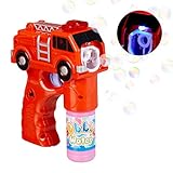 [page_title]-Relaxdays 10024935 LED Seifenblasenpistole Feuerwehr, batteriebetrieben, mit Seifenblasen Flüssigkeit, für Kindergeburtstag, rot