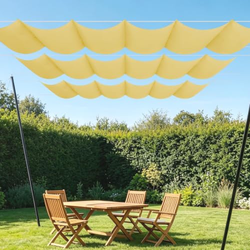 Voile Ombrage Rétractable Vague 3x6.4m Jaune Sable pour Jardin - 2