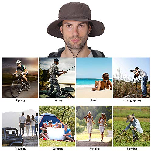 Andoer Chapéu de sol Proteção UV Gorro de verão de aba larga para camping, pesca, caminhadas, montan
