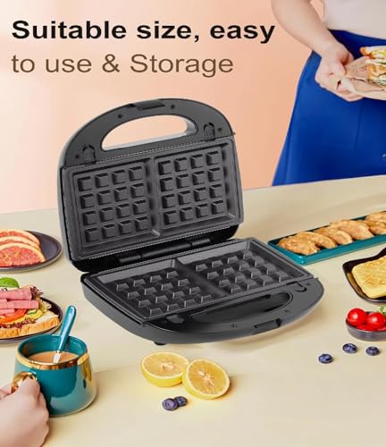 Image of 5 in 1 Sandwich Maker | Grill, Toast & Waffle Maker | 800W Electric Sandwhich Maker with Interchangeable Non-Stick Plates| Automatic Temperature Control (STANDERD) (5 in 1 Sandwich maker)