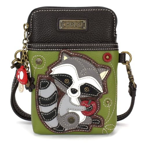 Image of CHALA Woodland Animal Collection Cell Phone Crossbody Purse-Women PU Leather /Canvas Multicolor Handbag with Adjustable Strap