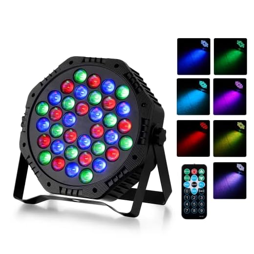 EBXYA Stage Lights, 36 LED Party Par Lights with Sound Activated Remote and DMX Control, Multiple RGB Lighting Effects DJ Lights for Christmas,Wedding, Disco, Dance Party, Club