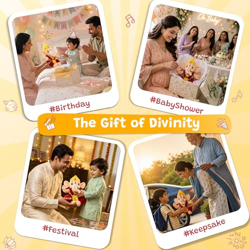 Image of WonderBuddy Divine Mantra Chanting Baby Ganesha with 10 Preloaded Mantras & Aartis, Musical Soft Plush Toy, Best Gift for Infants, Toddlers & Kids (Medium - 28 Cm)
