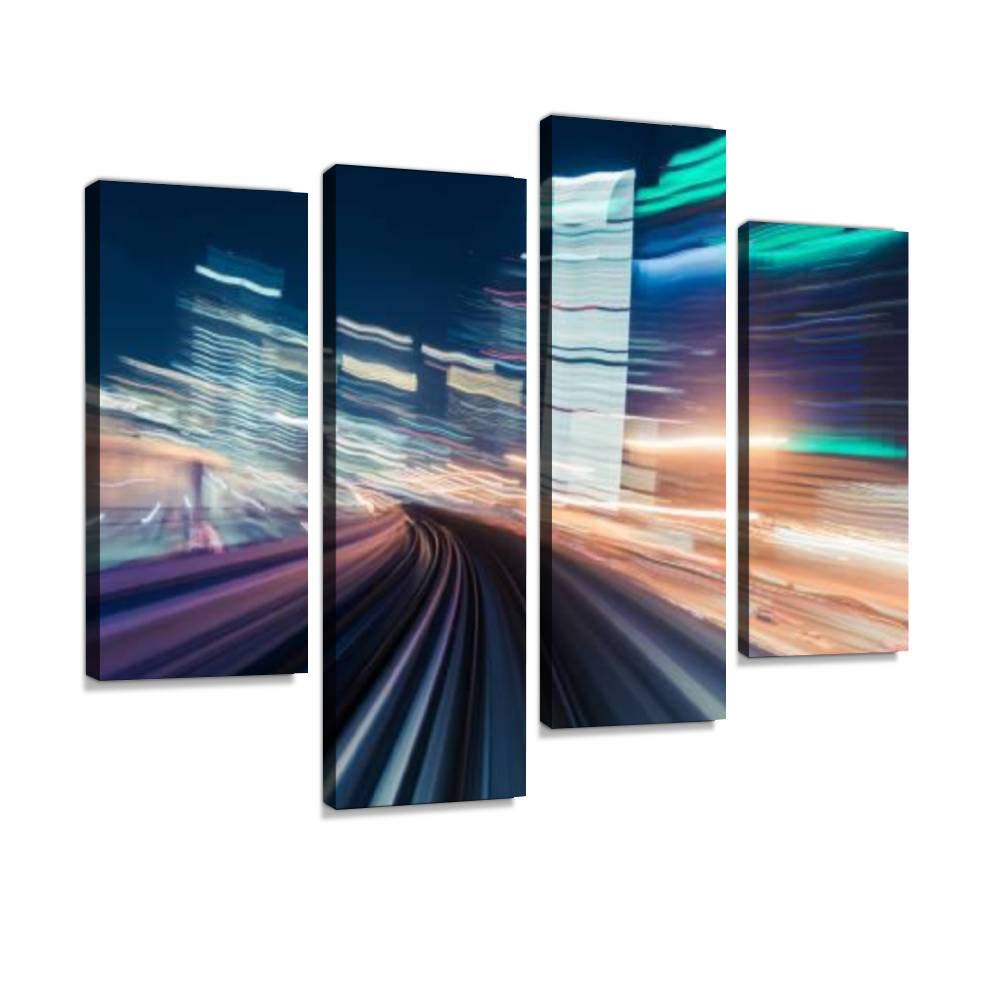 Buy 4 Panel pov dubai metro riding through downtown at night street of