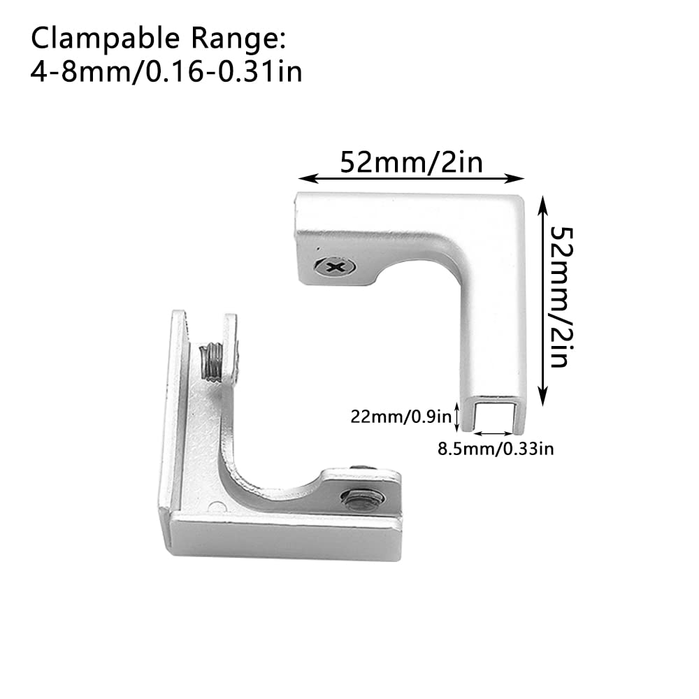 Uds. Clip de vidrio en forma de L soportes de esquina de aleación de aluminio soportes de soporte de vidrio para pecera de acuario, 4-8mm sin perforación