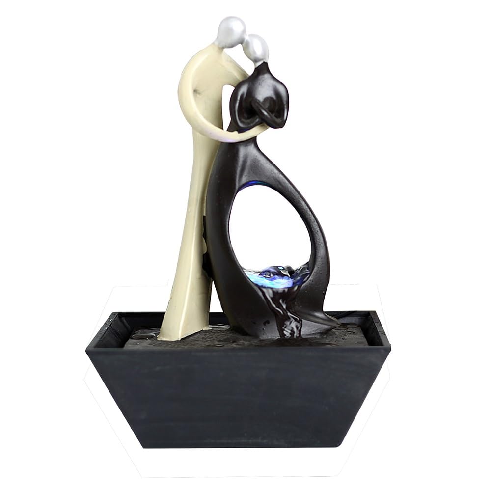 ZTHYSHOZ Tabletop Fountain Waterfall Modern Desktop Running Water Ornaments Circulating Small Fountain Double Dance Home Decoration