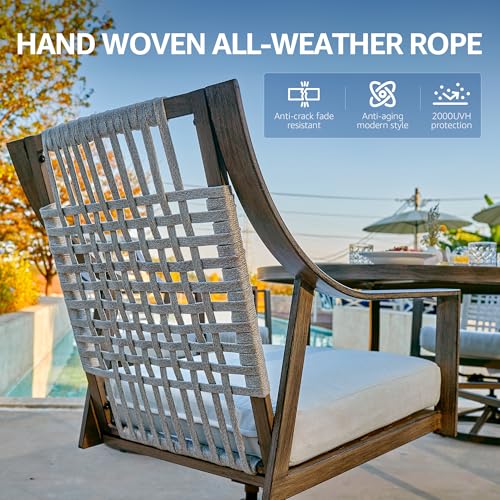 NATURAL EXPRESSIONS 5-Piece Outdoor Patio Dining Set, 4pcs Patio Swivel Rocking Chairs and 38’’ Round Dining Table with 1.65’’ Umbrella Hole