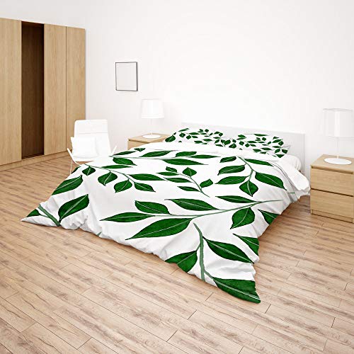 Parure de lit polyester durable contre usure housse couette feuilles vert vif - 5