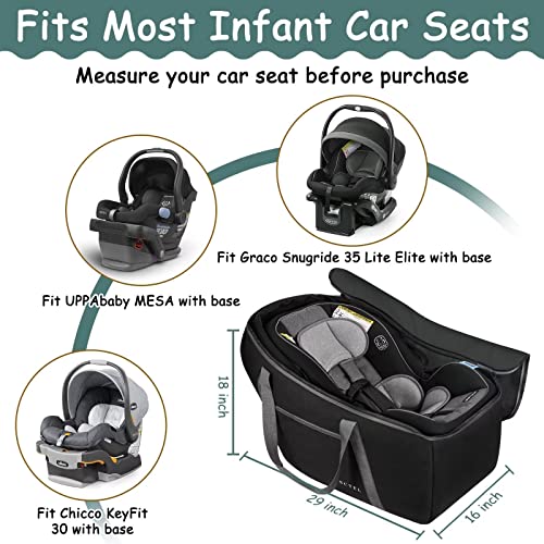 Sctel Car Seat Travel Bag Fit Graco Snugride 35 Lite And Base, Chicco Keyfit 30 And Base, Car Seat Bags For Air Travel, Padded Infant Carrier Bag With Side Pocket And Protective Feet, Extra Small Bag #TOP2