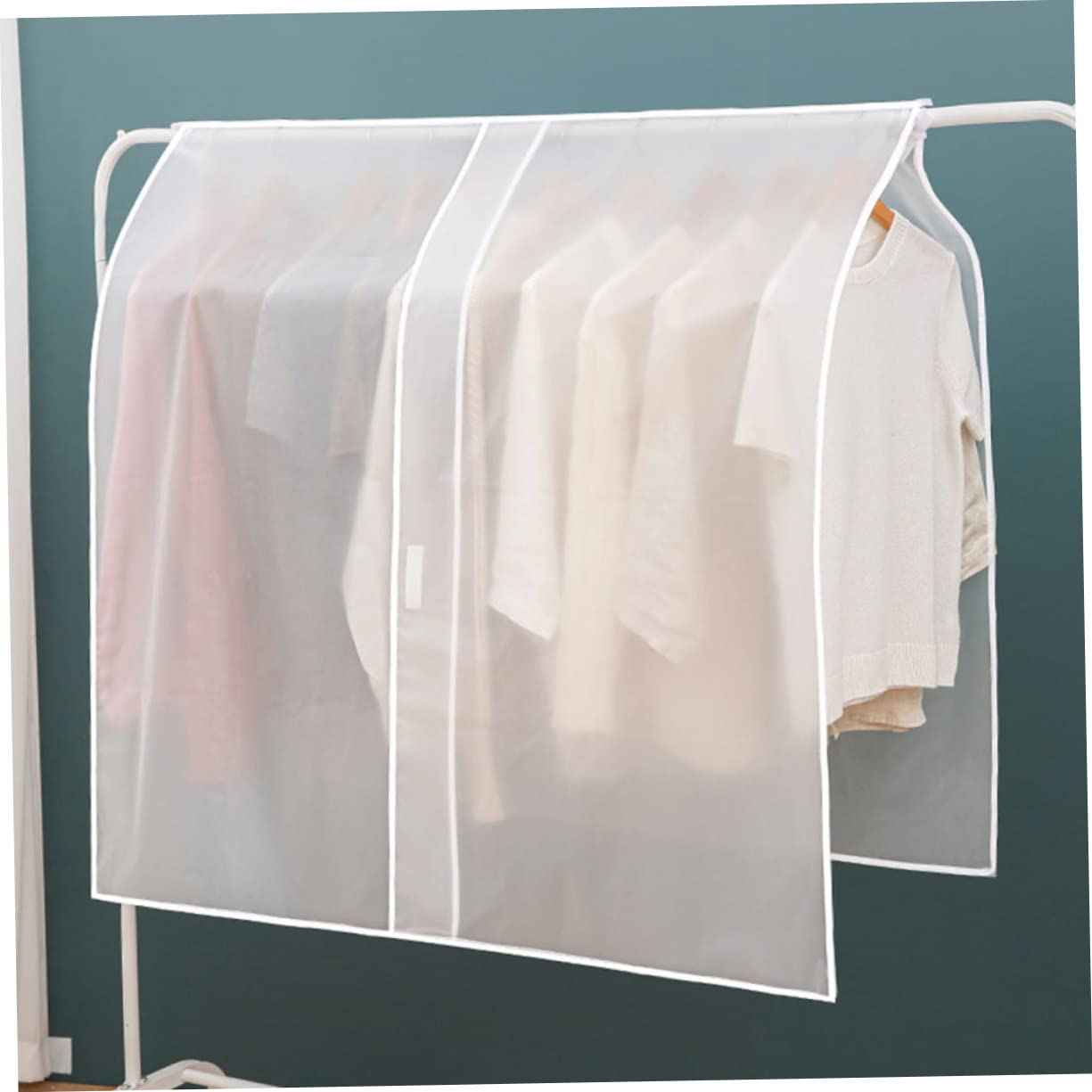 Funda para Colgar Ropa Peva, Juego de 2 Piezas, Blanco | Perchero en Casa, Bolsa de Almacenaje para Armario, Diseño Seguro, Cobertura Transparente