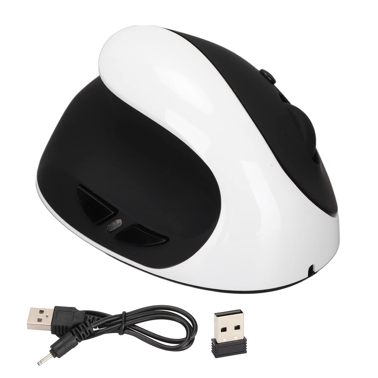 XUMIUZIY Mouse per Mancini, Mouse Ergonomico Verticale Wireless 2.4G, Mouse Ottico Regolabile 800/1200/1600 DPI, Ricaricabile con Ricevitore USB, per Computer Portatile PC Desktop (bianco