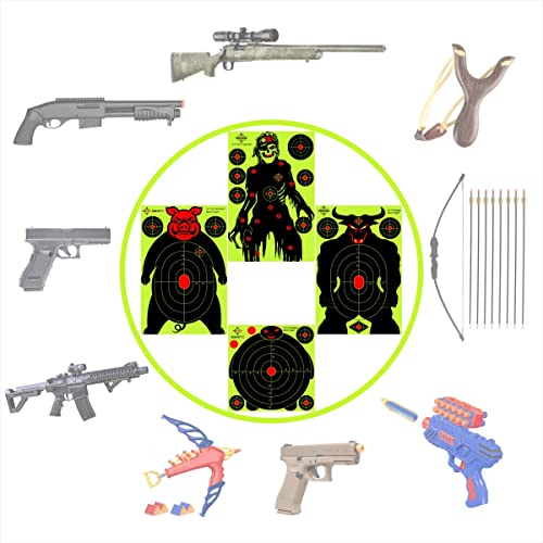 Shooting Targets 12 X18 Inch Skeleton Target Paper - Burst Shots Bright Fluorescent Yellow Upon Impact Role Reactive - Guns Rifle Airsoft Bb Gun Bow Arrow (10 Pack) #TOP4