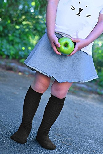 Black Socks for Girls, Cable Knit Knee Socks Set of 32