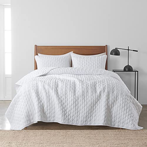 Wdcozy White Quilt Queen Size Bedding Sets With Pillow Shams, Lightweight Soft Bedspread Coverlet, Quilted Blanket Thin Comforter Bed Cover, All Season Spring Summer, 3 Pieces, 90X90 Inches #TOP1