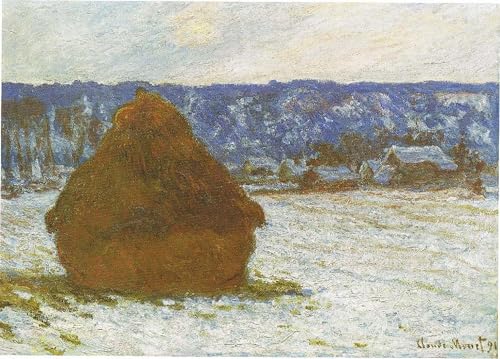 Pile de Blé Effet Neige Jour Couvert Monet grand poster urbain pour salon chic 60x90