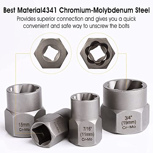 29PCS Screw&Bolt Extractor Set and Left Drill Bit Kit, Easy Out Broken Lug Nut Extraction Socket Set for Damaged, Frozen,Studs,Rusted, Rounded-Off Bolts, Nuts & Screws - Thumbnail 6