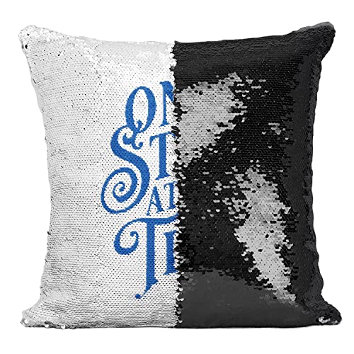 Coussin paillettes noir avec housse sequin magique réversible à message - 2