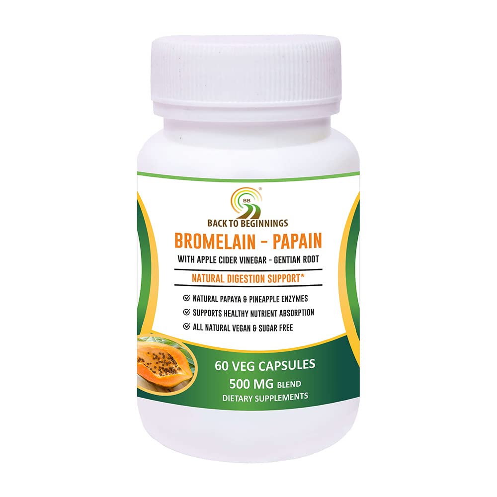 BB Back to Beginnings Complete Wellness Bromelain-Papain With Apple Cider Vinegar & Gentian Roots 500 Mg Blend | For Digestion & Acidity - Bloating Relief | 60 Veg Caps-image-44