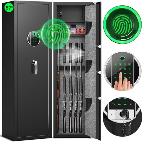 Fireproof rifle gun safe with biometric quick access