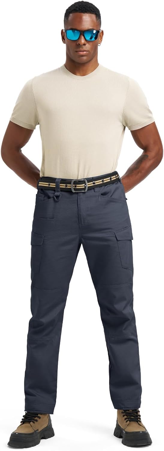 TBMPOY Men's Water Resistant Cargo Work Pants Ripstop Tactical Hiking Military Construction Outdoor Pants 10 Pockets - Image 6