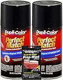 Dupli-Color Ebony Black Exact-Match Automotive Paint Compatible with Hyundai Vehicles - 8 oz, Bundles with Prep Wipe (3 Items)