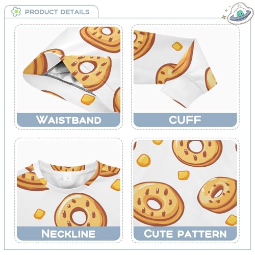 JUNZAN Cute Cartoon Donuts Little Kids Hooded Sweatshirt Fleece Fall Tops Shirts Party 4T3