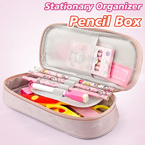 Image of Zest 4 Toyz Expandable Cute Bear Pencil Case | Pencil Pouch for Boys & Students | Large Capacity Compass Box Pencil Case for School | Big Stationery Organizer Pen Bag with Mesh Pocket