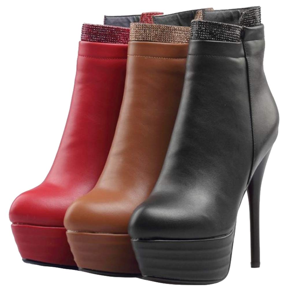 Onewus Mujer Botas de caña corta con tacón de aguja