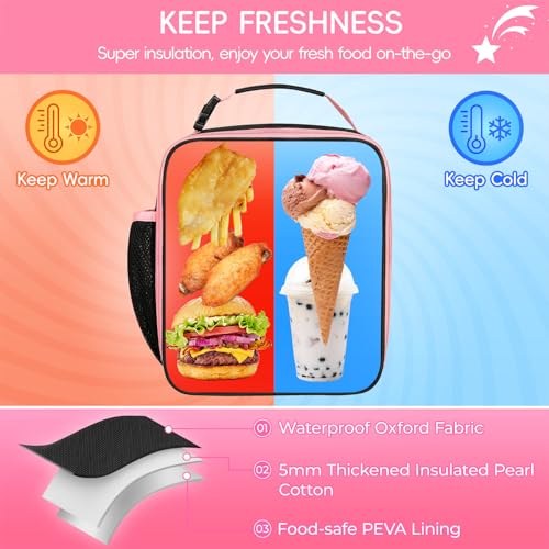 WOBAGMEN Initial Lunch Box for Women Girls,Insulated Lunch Bag with Monogram Letter,Cute Personalized Thermal Lunch Box for Teens Kids Adult for Work Camping Back to School Gift (pink, M) by WOBAGMEN - Image 5