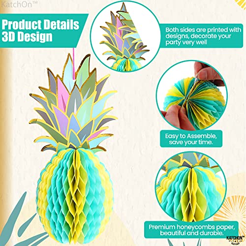 Katchon, Big Pineapple Centerpieces For Table - 12 Inch, Pack Of 6 | Luau Party Decorations | Tropical Party Decorations | Pineapple Honeycomb Decor | Hawaiian Decorations, Pineapple Party Decorations #TOP4