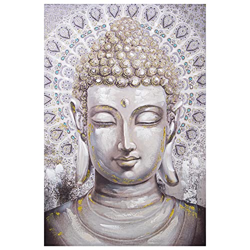 Tableau toile bouddha art mural multicolore pour salon apaisant