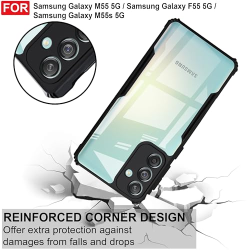 Image of Amazon Brand - Solimo Back Case Cover for Samsung Galaxy M55 5G | Compatible for Samsung Galaxy M55 5G Back Case Cover | Clear Case with Camera Protection | (TPU + PC | Matte Black)