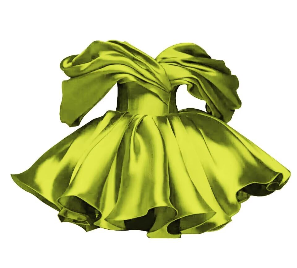 SHANDUAO Off Shoulder Short Homecoming Dresses Satin A Line Ruffles Prom Cocktail Party Gowns with Pockets HC001