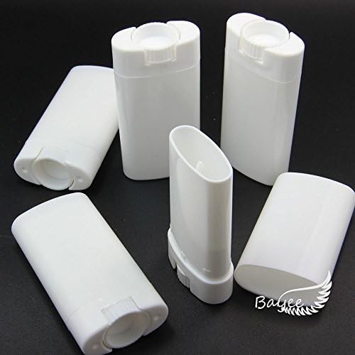 Bayee Pack of 10 Deodorant Containers New & Empty Oval Lip Balm Tubes White 15ml