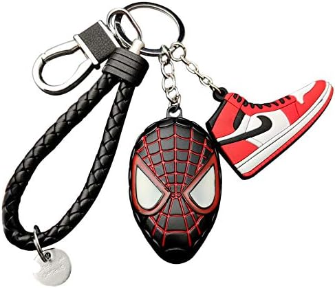 Black Zinc Alloy Keychain Knited PU Car Keyring Keychains