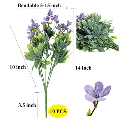 Grand Verde Wildflowers Artificial Flowers Plastic Bouquets Real Touch Faux Ranunculus Diy Home Decor Outdoors Garden Patio Balcony Decoration Wedding Party Gift, Bulk 10Pcs (Lilac) #TOP1