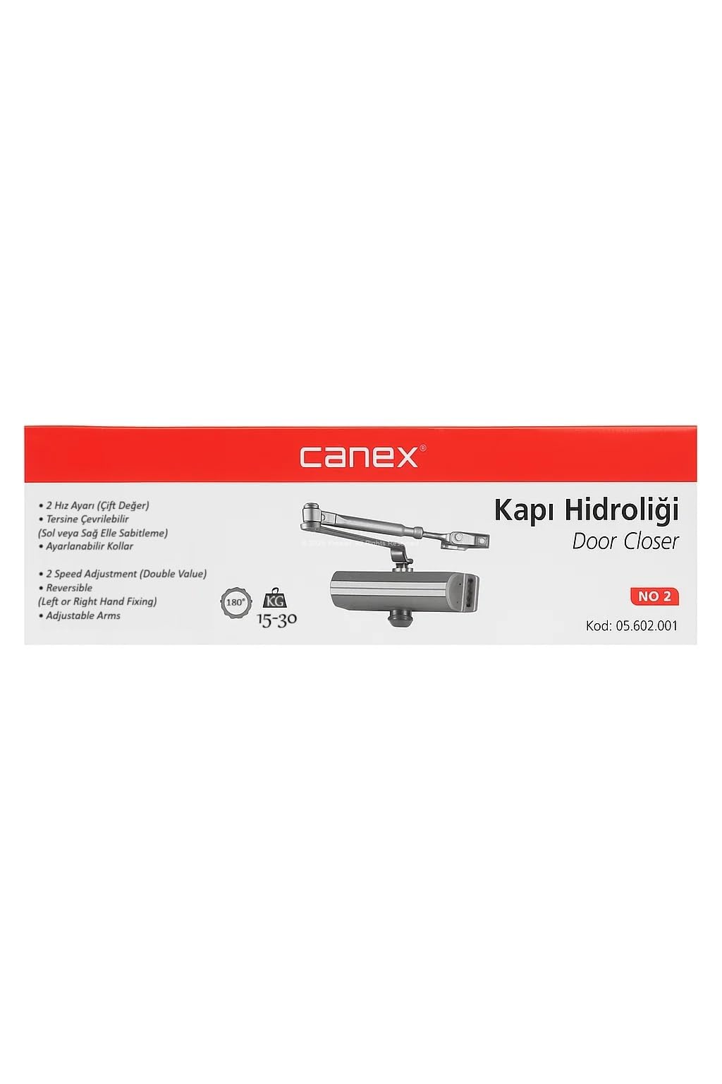 Proalet Kapı Hidroliği, İki Kademeli Hız Ayarı, Tersine Çevrilebilir, Sol ve Sağ Kullanım, Ayarlanabilir Kollar, Ahşap Ve Metal Kapılar, 180° Açılabilir, 15-30 Kg Kapasite, 800x1800 mm Uyumlu (No:2)