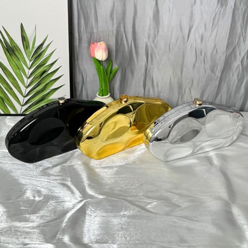 Image of Acrylic Shell Clutch Purse for Women Metallic Evening Bag Large Designer Acrylic Handbag for Wedding Party Prom