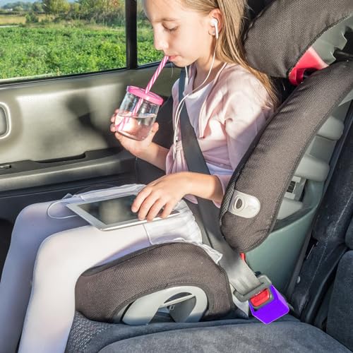 Image of 2 Pack Silicone Seat Belt Buckle Holder, Seat Belt Buckle Booster for Kids, Durable Silicone Material, Easy Access to The Buckles of Rear Seats, Car Accessories, Suitable for Most Car Models (Purple)