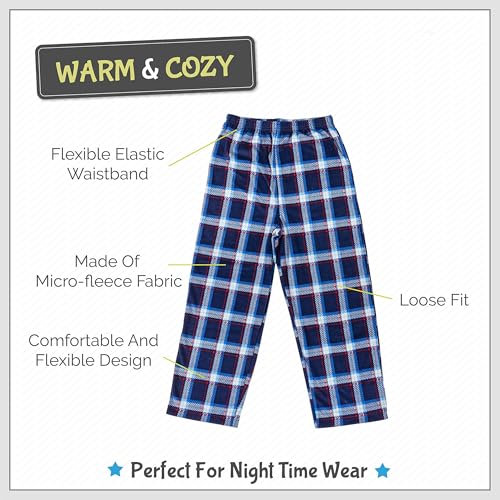Mad Dog Boys Pajama Pants - Soft Fleece PJ Bottoms for Kids - Buffalo Plaid Lounge Pants, Warm & Comfy Microfleece 2PK Set