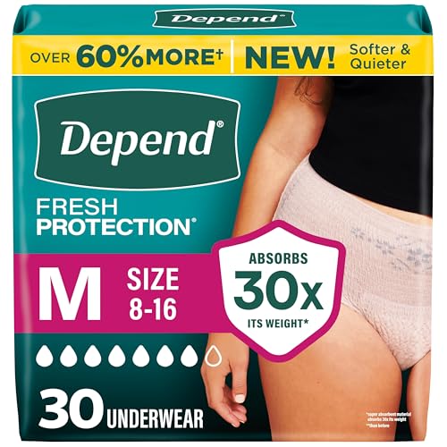 Depend Fresh Protection Adult Diapers, Incontinence Underwear for Women, Disposable, Maximum...