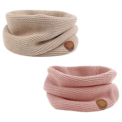 Winter Baby Boys Scarf Cotton Girls Neck Warmer Autumn Warm Knitted Scarves For Toddler Kids (Beige+Pink) #TOP14