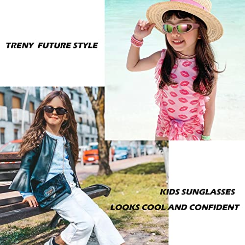 Haygafe Kids Trendy Sports Sunglasses,2 Pack Y2K Wrap Around Baby Shades For Boys Girls Age 3-10 #TOP2