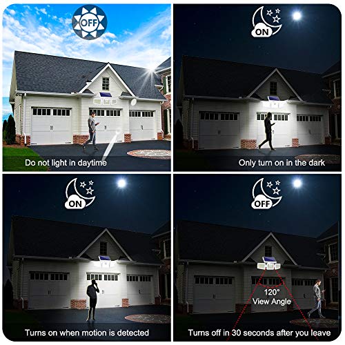 Solar Lights Outdoor -2 Pack, AmeriTop 800LM Wireless 128 LED Solar Motion Sensor Lights Outdoor; 3 Adjustable Heads, 270° Wide Angle Illumination, IP65 Waterproof, Security LED Flood Light - White